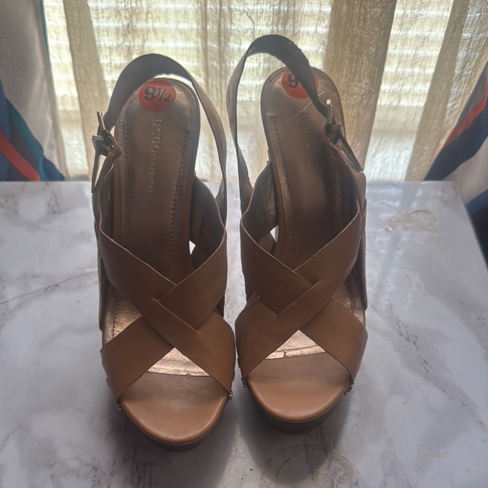 BCBGeneration Tan Wedge Sandals